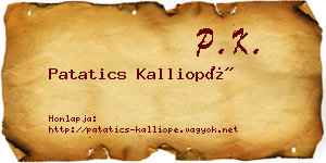 Patatics Kalliopé névjegykártya